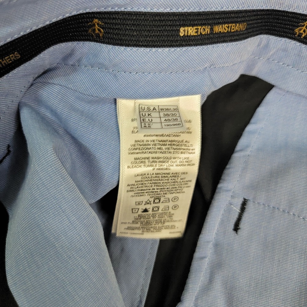 New Brooks Brothers Advantage Chino Stretch Pants Mens 38x30 Black Clark Fit - Picture 11 of 12